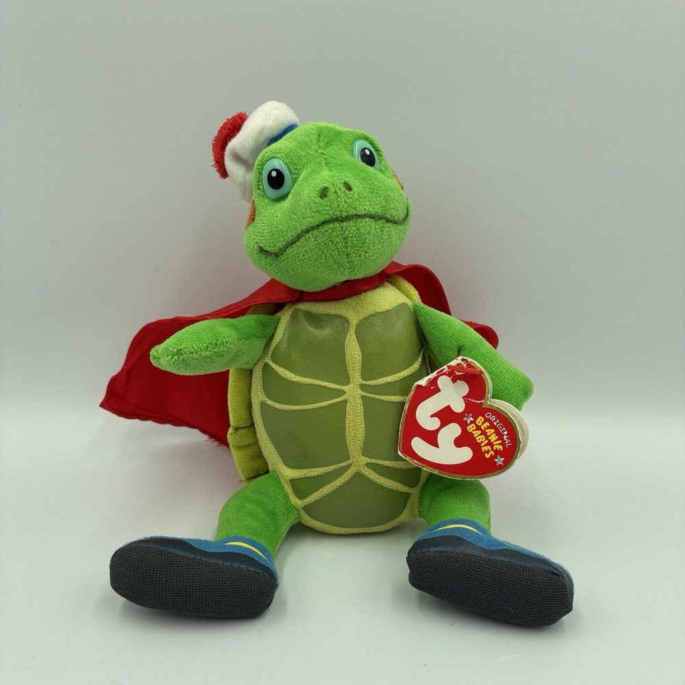 TY Nick Jr. Wonder Pets Tuck the Turtle Red Cape Beanie Baby 7" 2009
